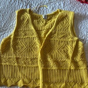 Two Target Knit Cardigan Vest Sunny Yellow and Cream